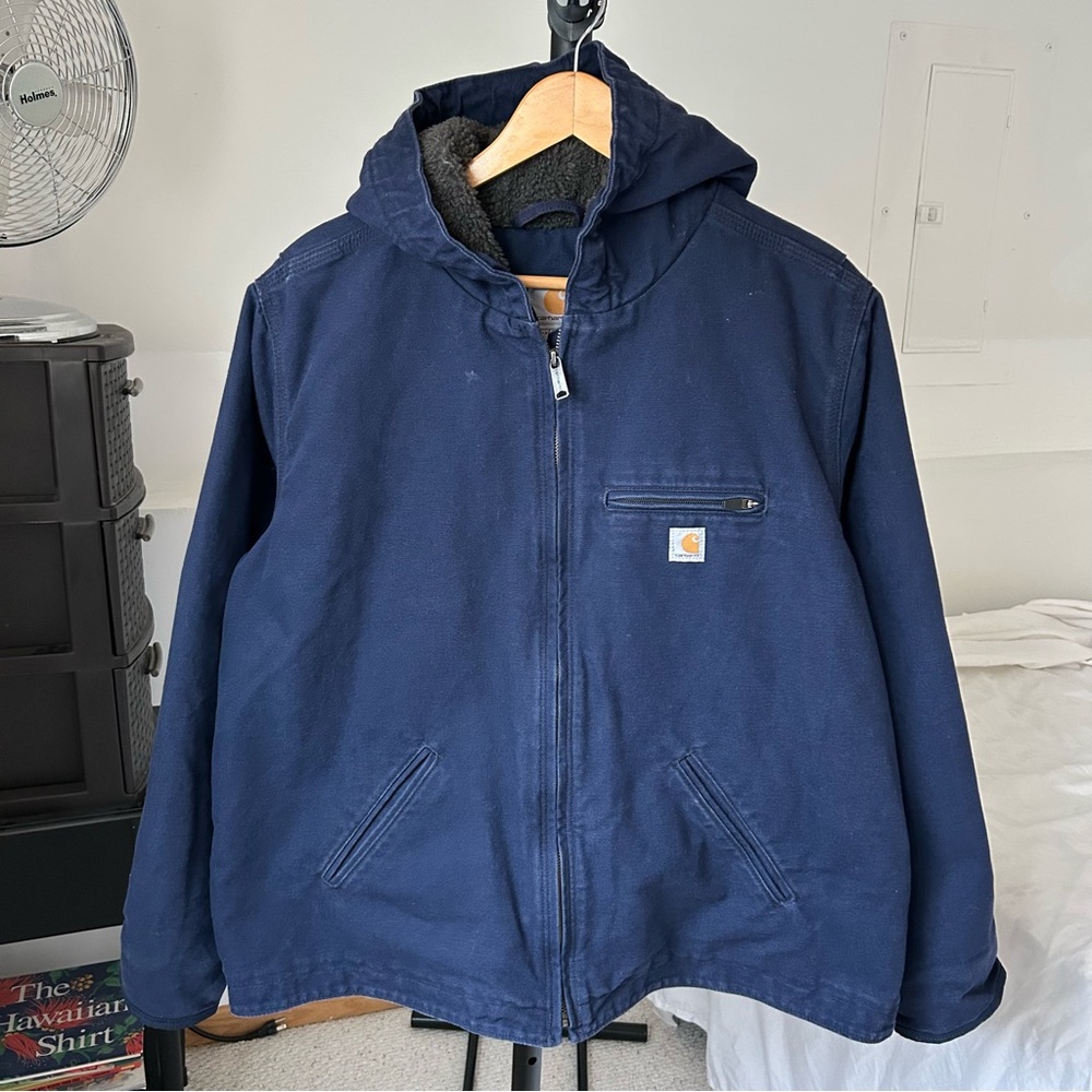 Carhartt Sierra Washed Duck Sherpa Lined Canvas Jacket Blue Women’s XXL - Picture 2 of 9